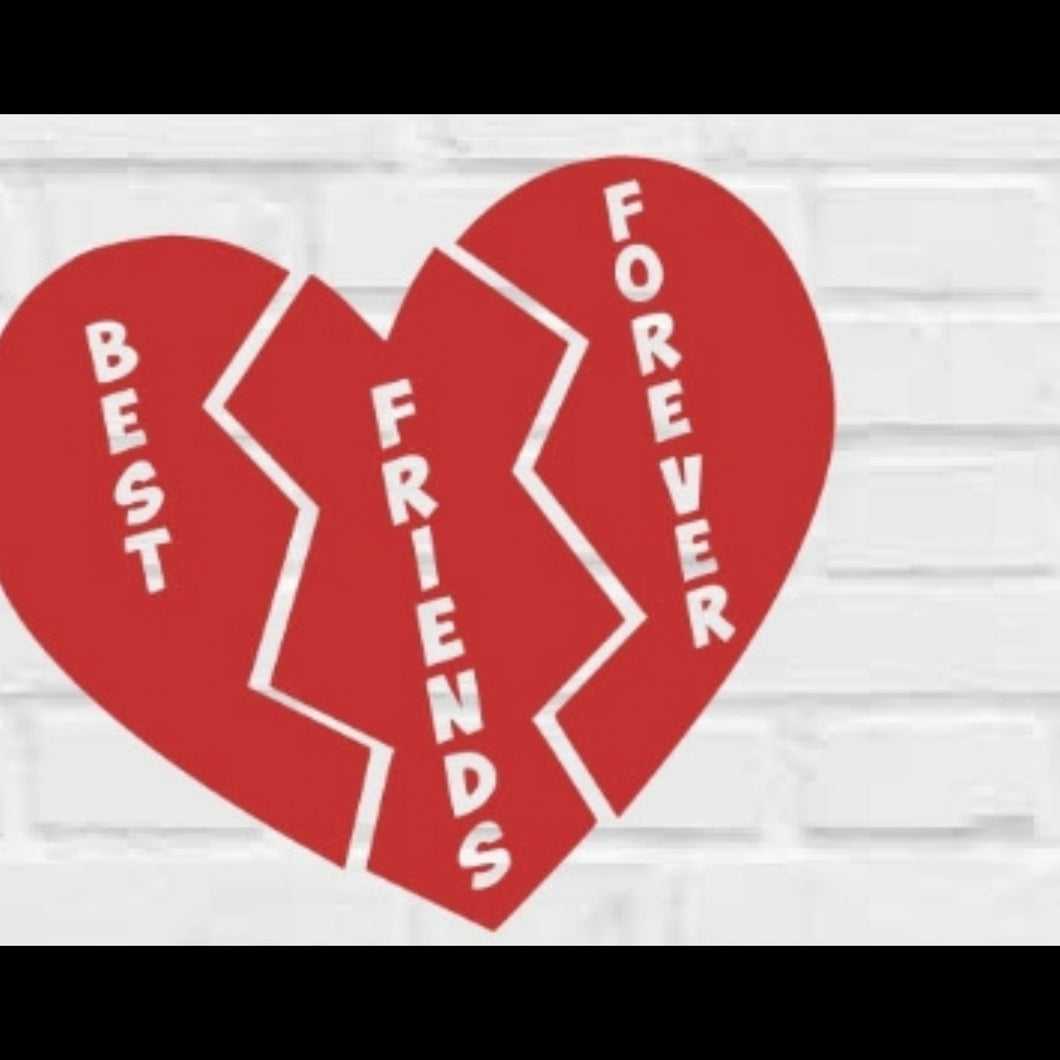 Best friends forever on white shredded bow