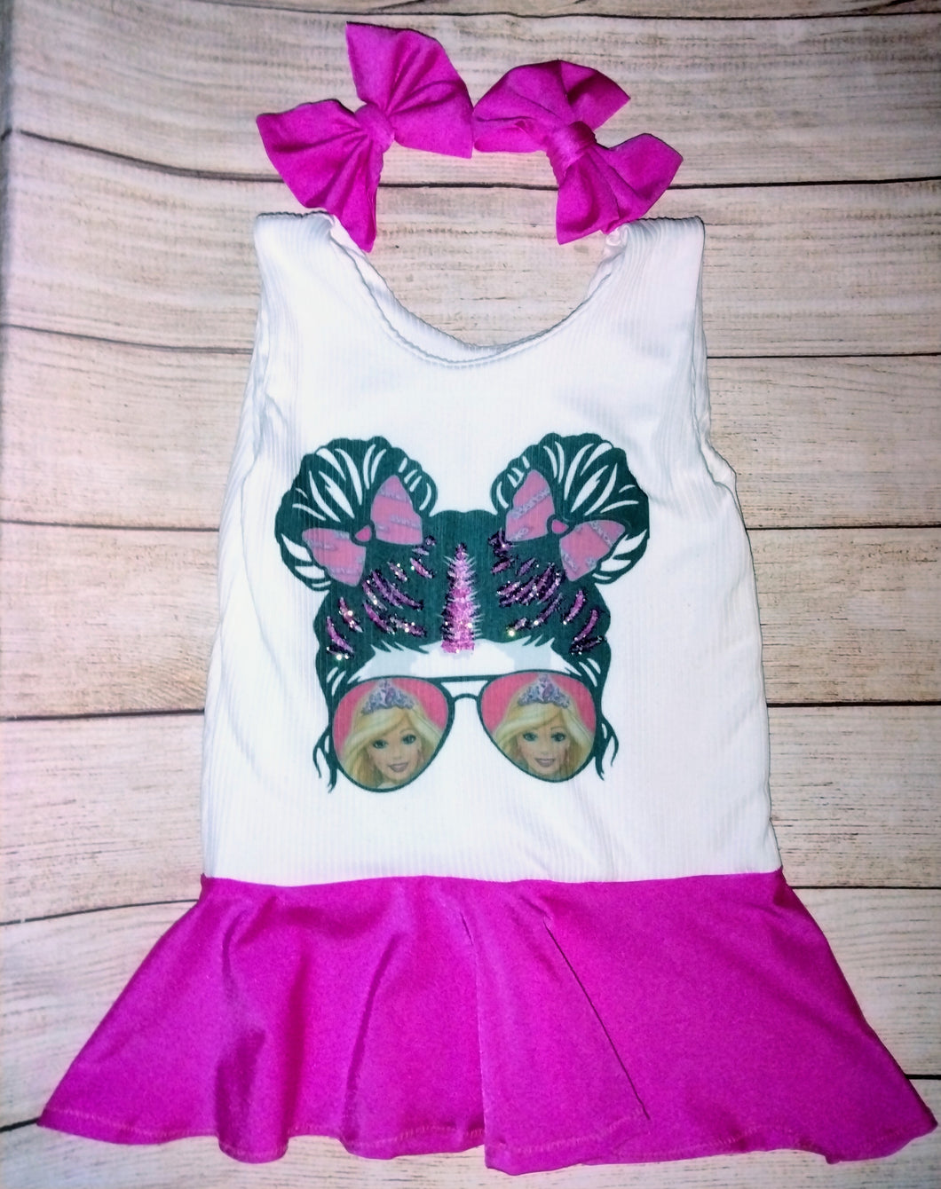 Barbie sparkle peplum with piggie set