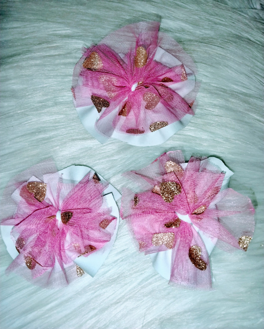 Shredded pink tulle hearts 💓