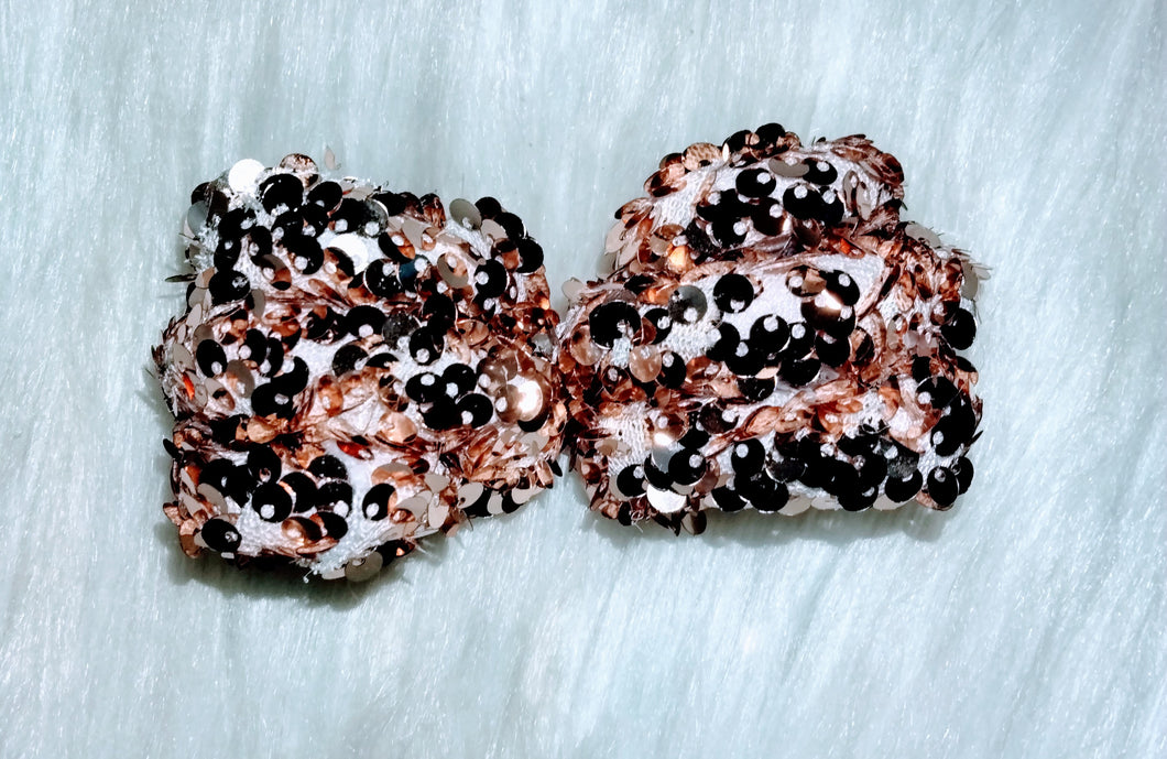 Gold sequin top knot