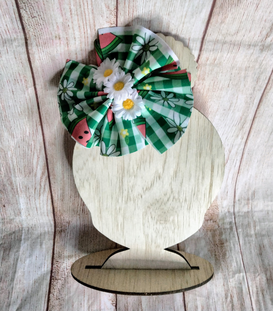 Watermelon daisy shredded bow