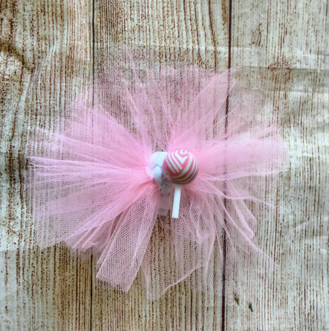 Pink lolli pop tulle bow