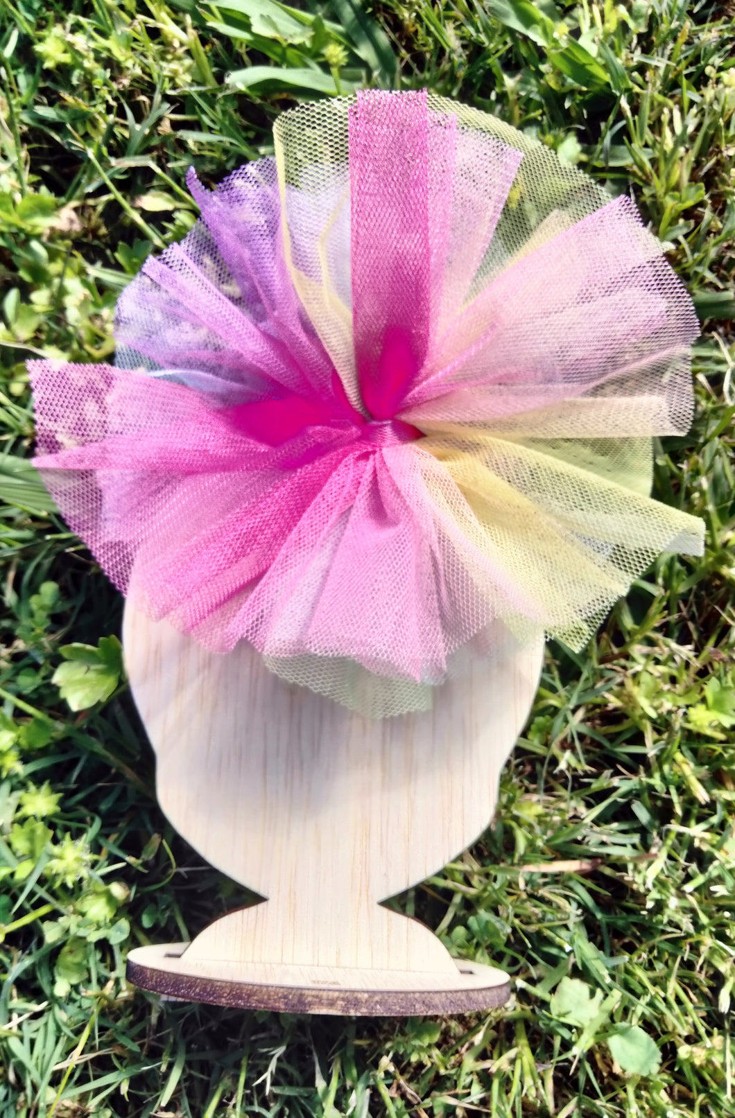 Rainbow tulle bow