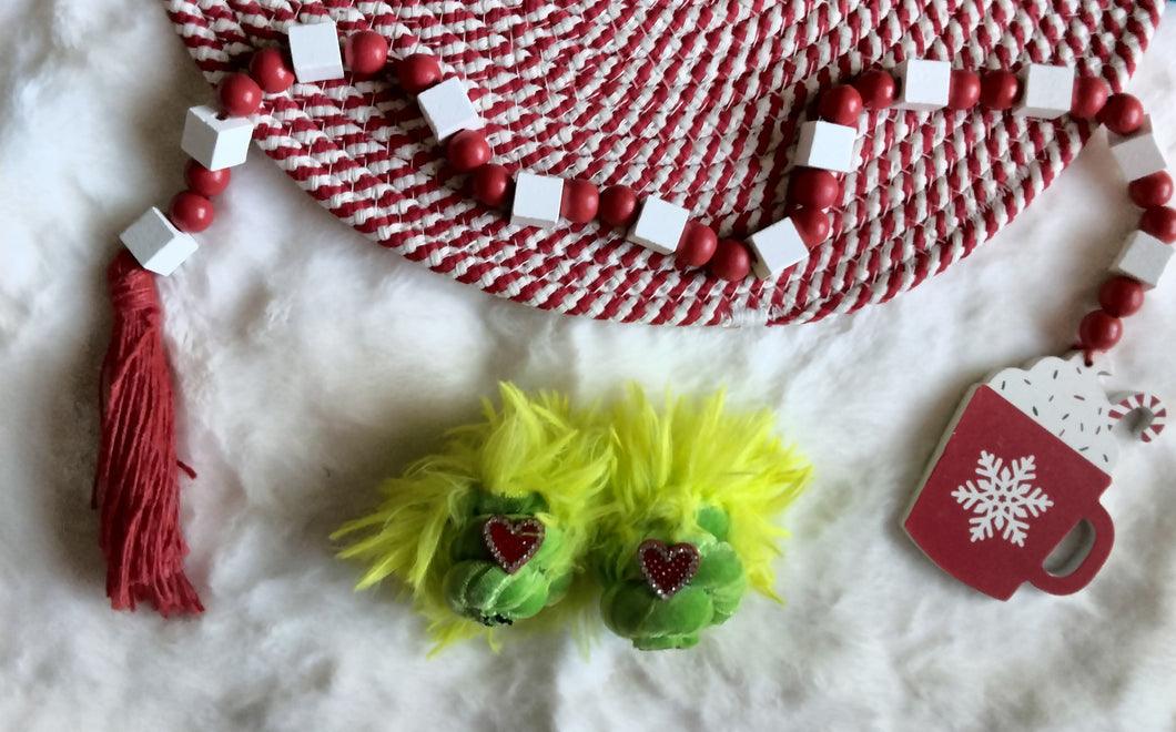 Furry green top knots