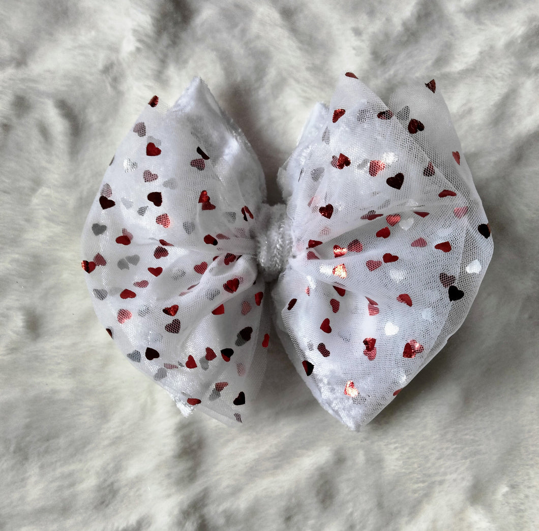 Double stack red hearts bows