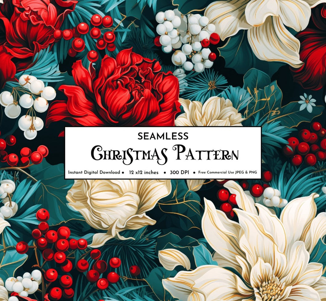 Christmas floral leggings