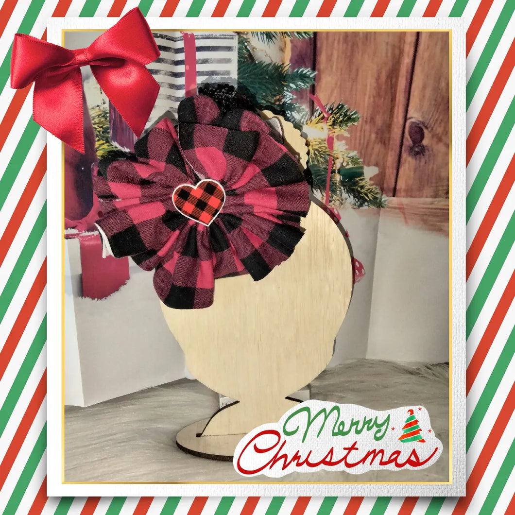 Buffalo plaid shredded bow