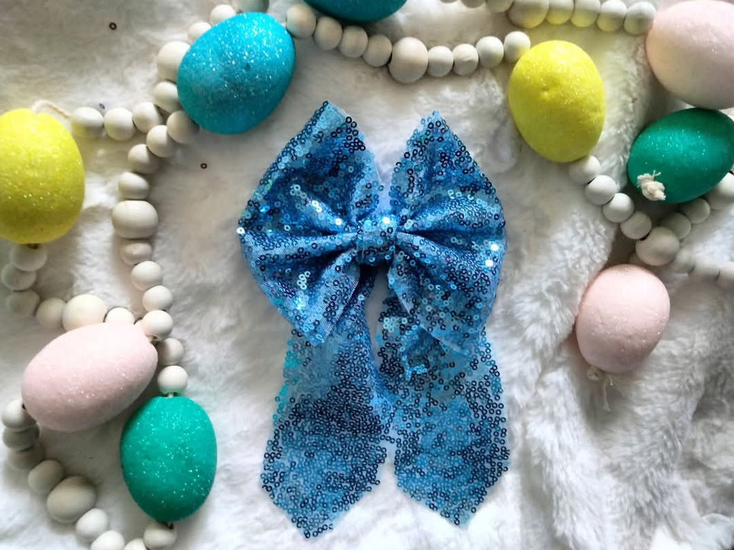 Blue sequin sailor bow