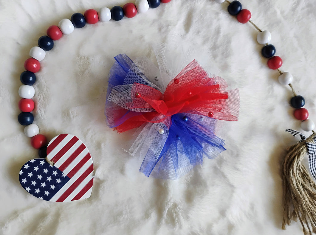 4th pearl tulle bow