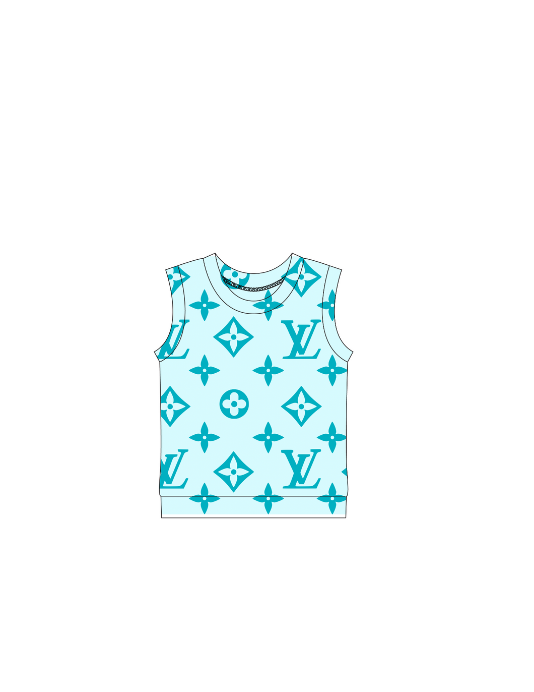 Blue/ teal lv tank top