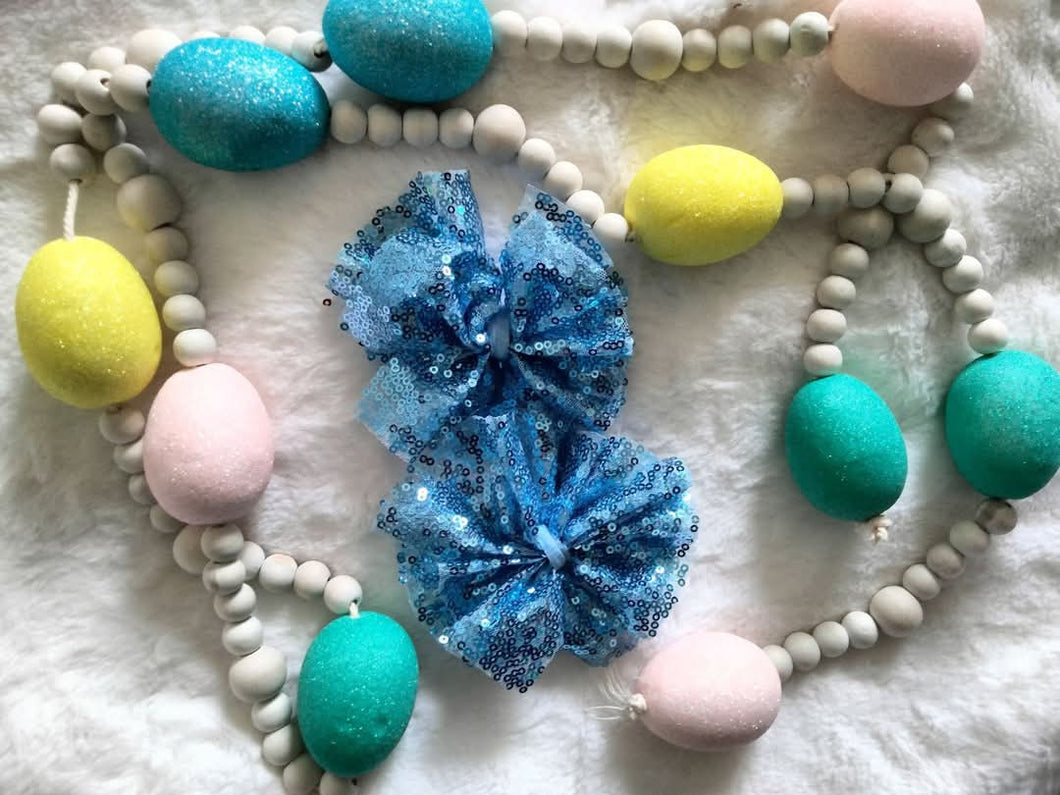 Blue sequin shredded piggies