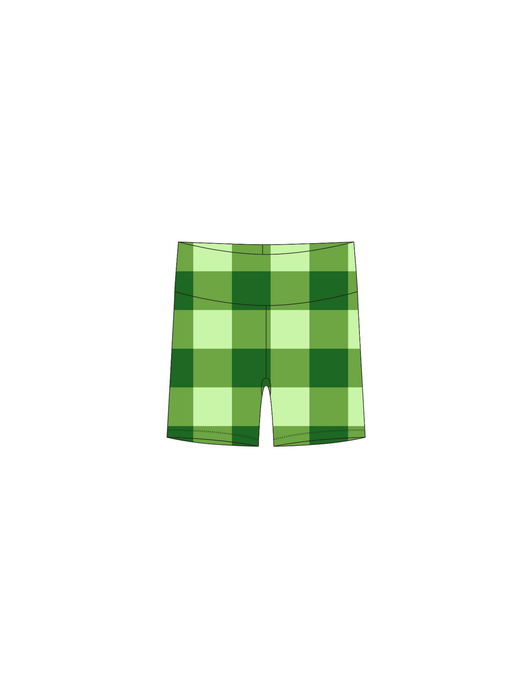 Green/ white gingham bikers